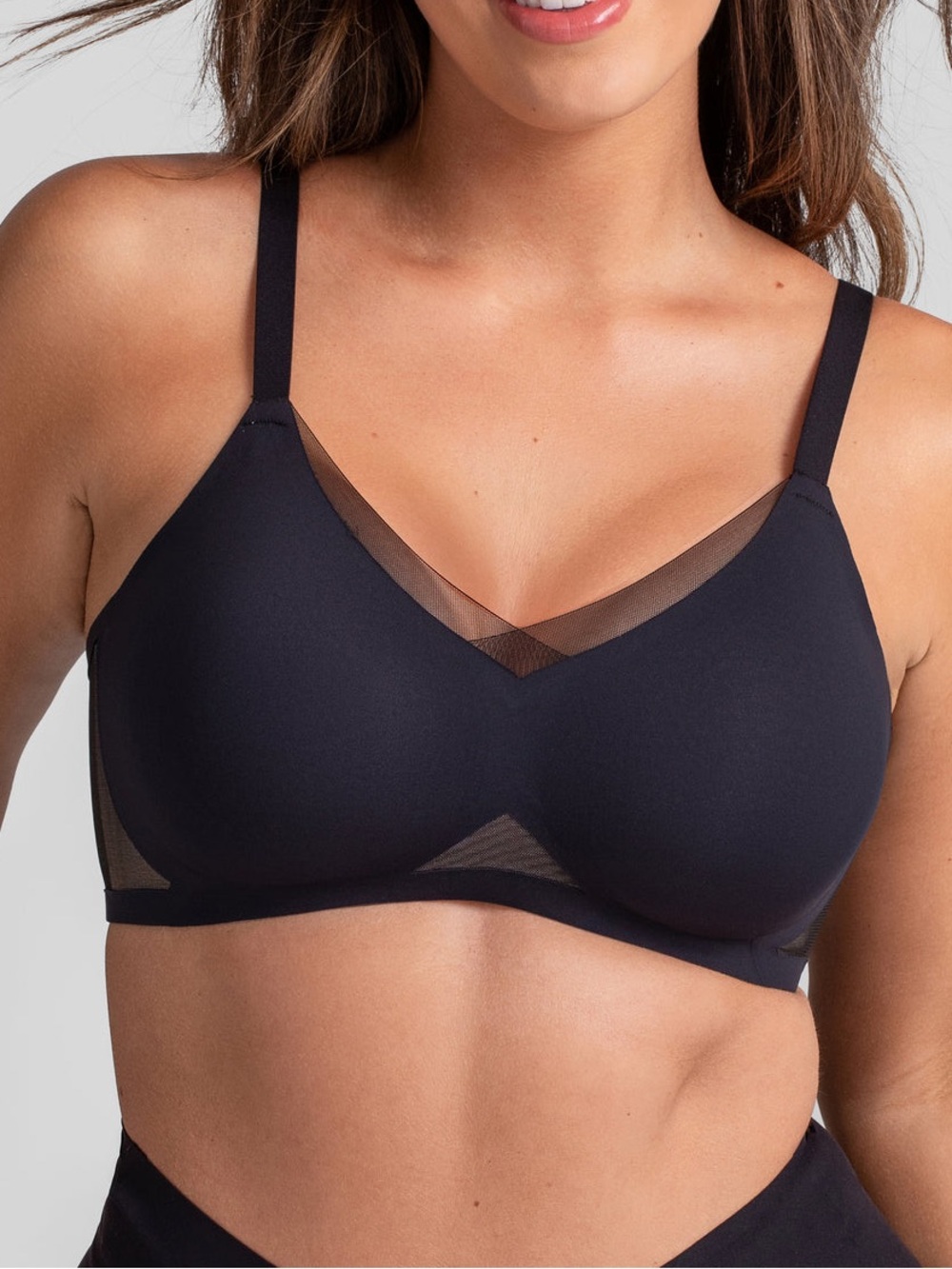 Honeylove Black Crossover Bra 34DDD F/G Wireless Support Bra NWOT